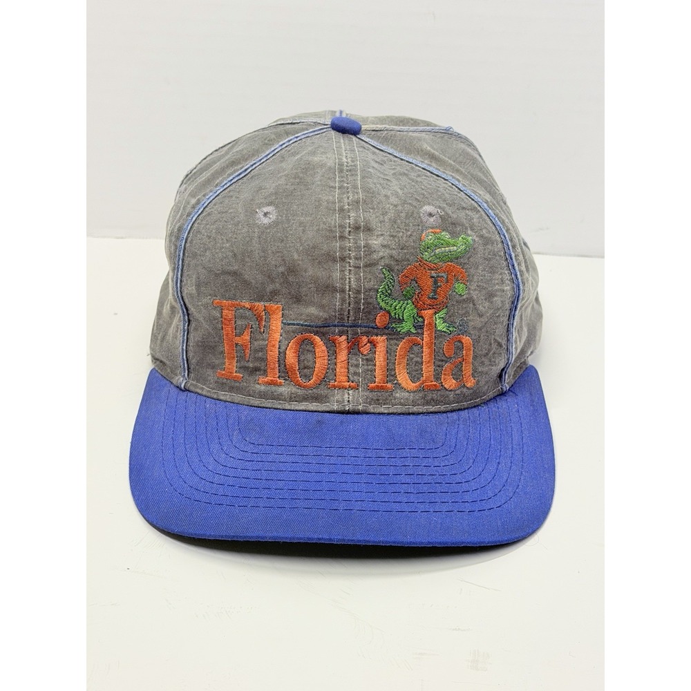 Vintage 90s Florida Gators The Game Snapback Hat Basketball NCAA Gray Blue